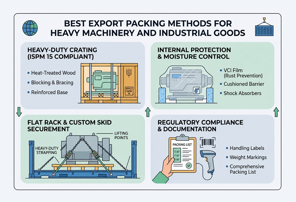 Best Export Packing Methods for Heavy Machinery and Industrial Goods